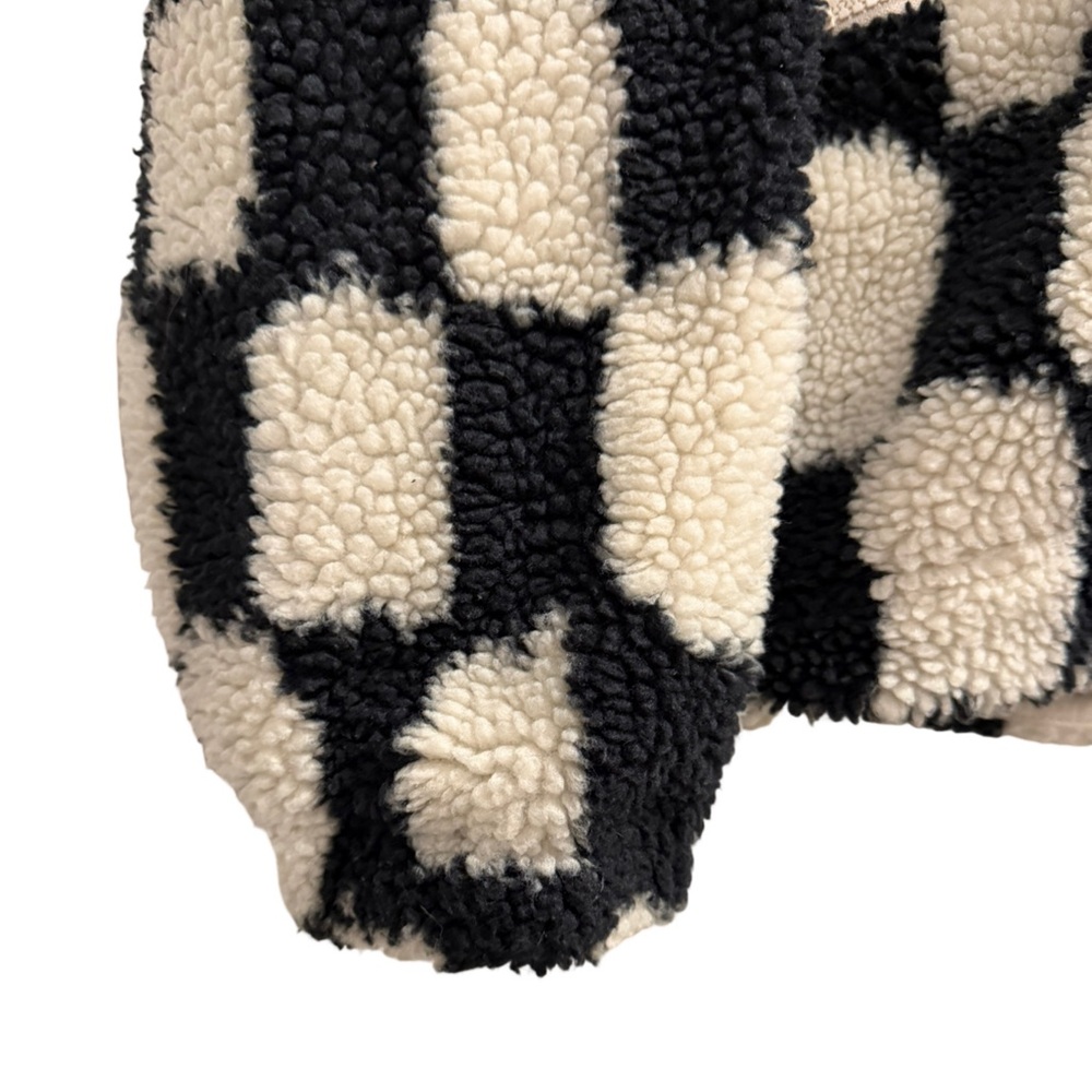 FREE PEOPLE FP MOVEMENT Hit The Slopes Printed Fleece Jacket Black White Checker - Picture 6 of 16